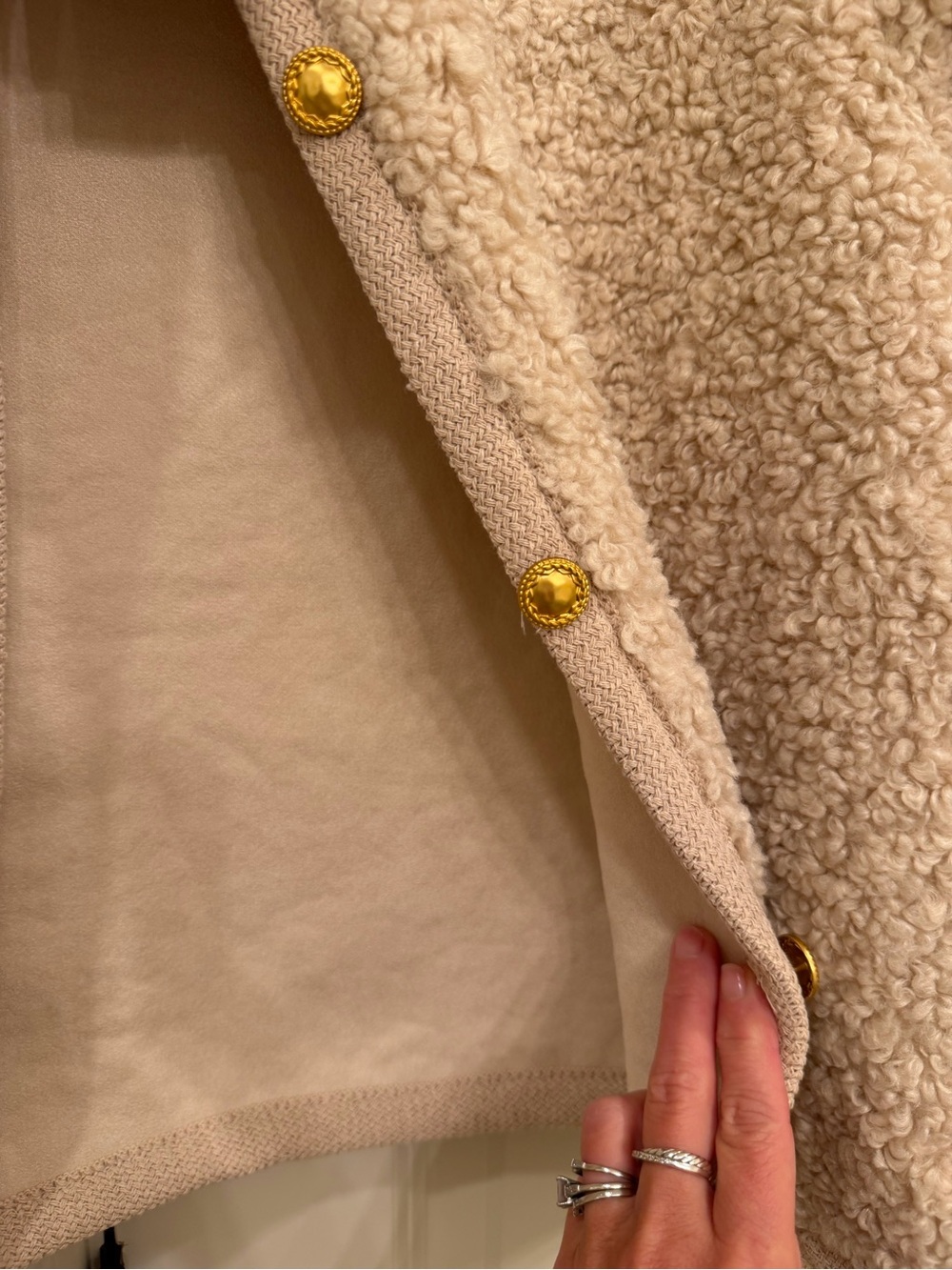 Tan Sherpa Button-Front Jacket - Picture 3 of 4